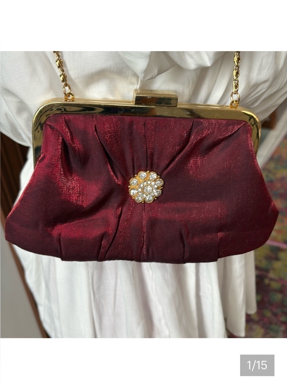 Revlon Flair Clutch  shoulder bag NWT holiday / evening bag  Padded Taffeta Red